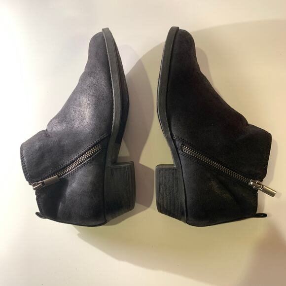 Carlos Santana 7.5 Brie Black Suede Ankle Boots Booties Block Heel Zip Boho - Picture 8 of 13